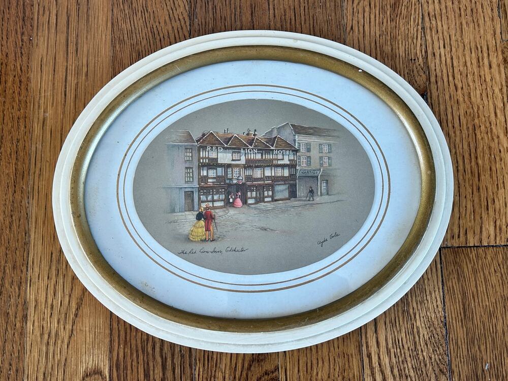 Vintage Red Lion Inn Colchester England Framed Oval Print, Clyde Cole Wall Art